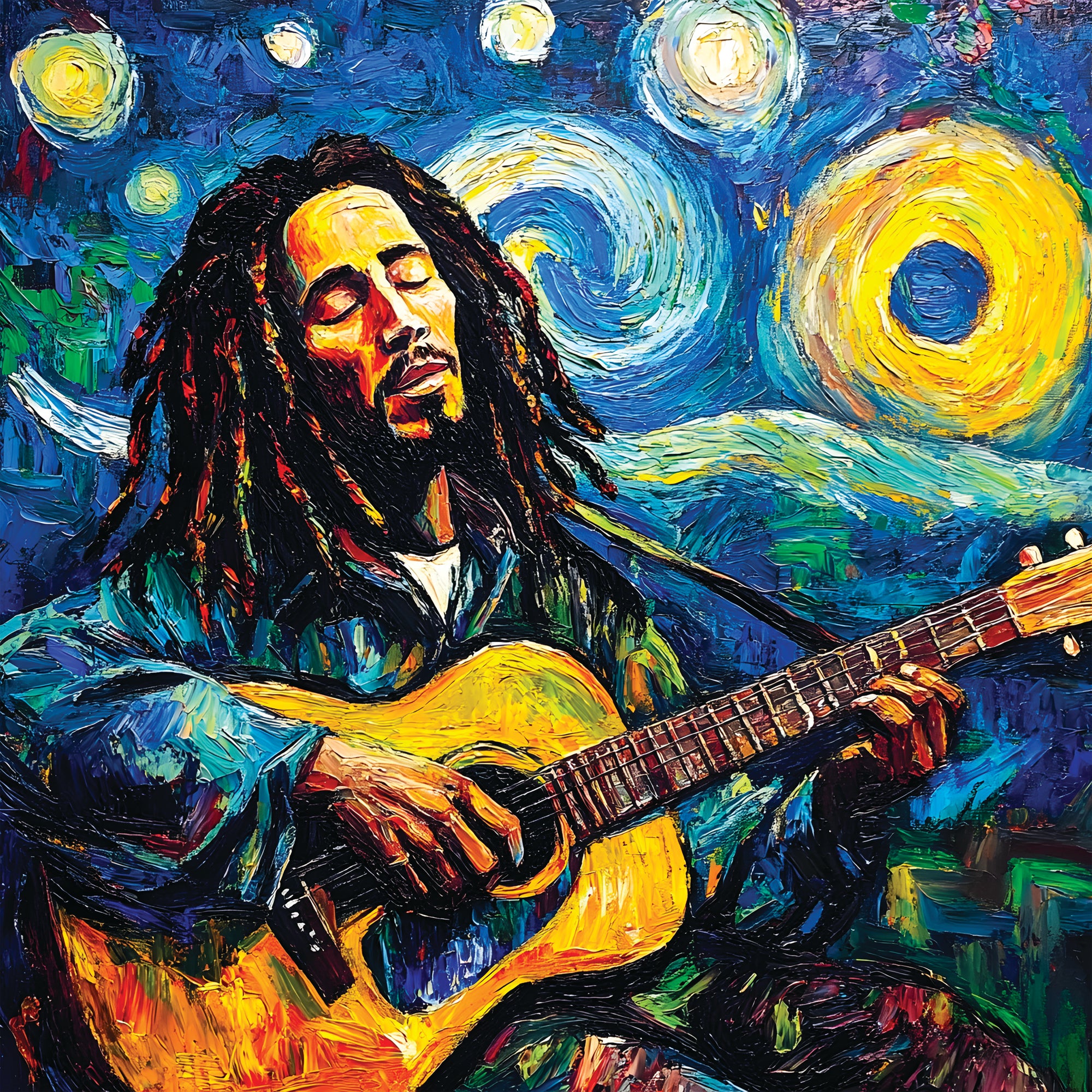 Tableau Bob Marley Nuit Étoilée - Décoration Murale Design - Fabulartz.fr