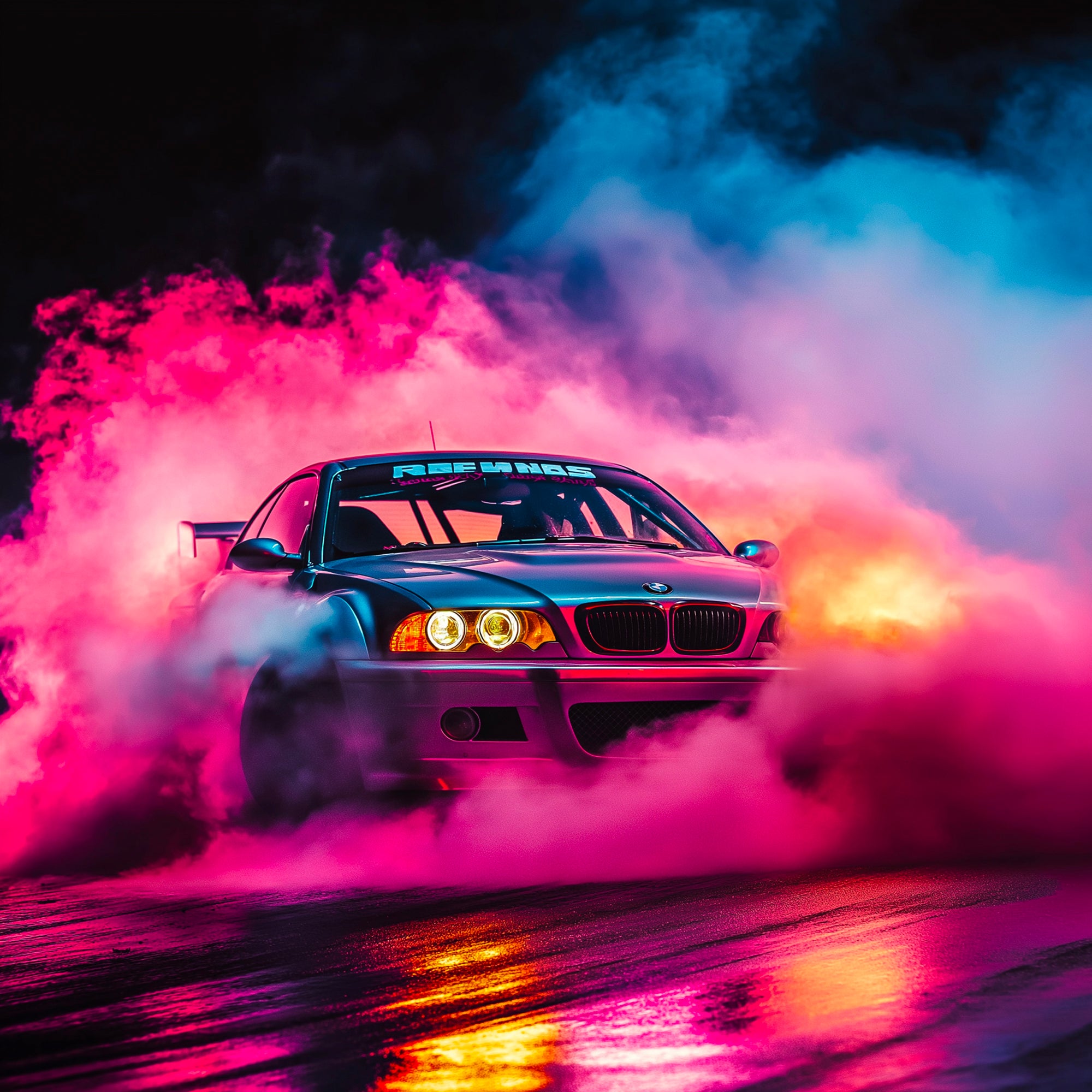 Tableau BMW Rose Violet Drift - Déco Murale Moderne - Fabulartz.fr