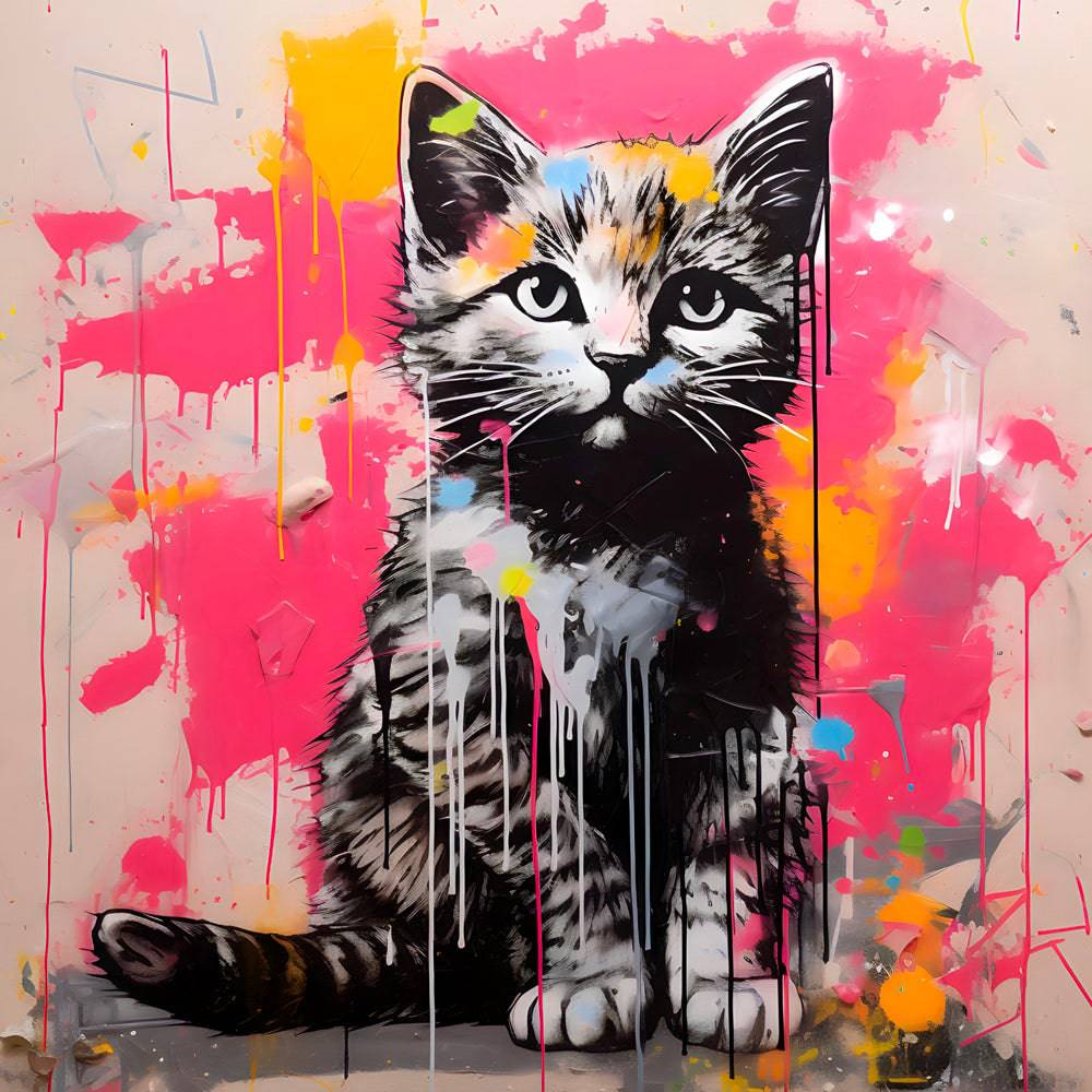 Spotty Sensation - Tableau Chat Pop Art - Fabulartz.fr