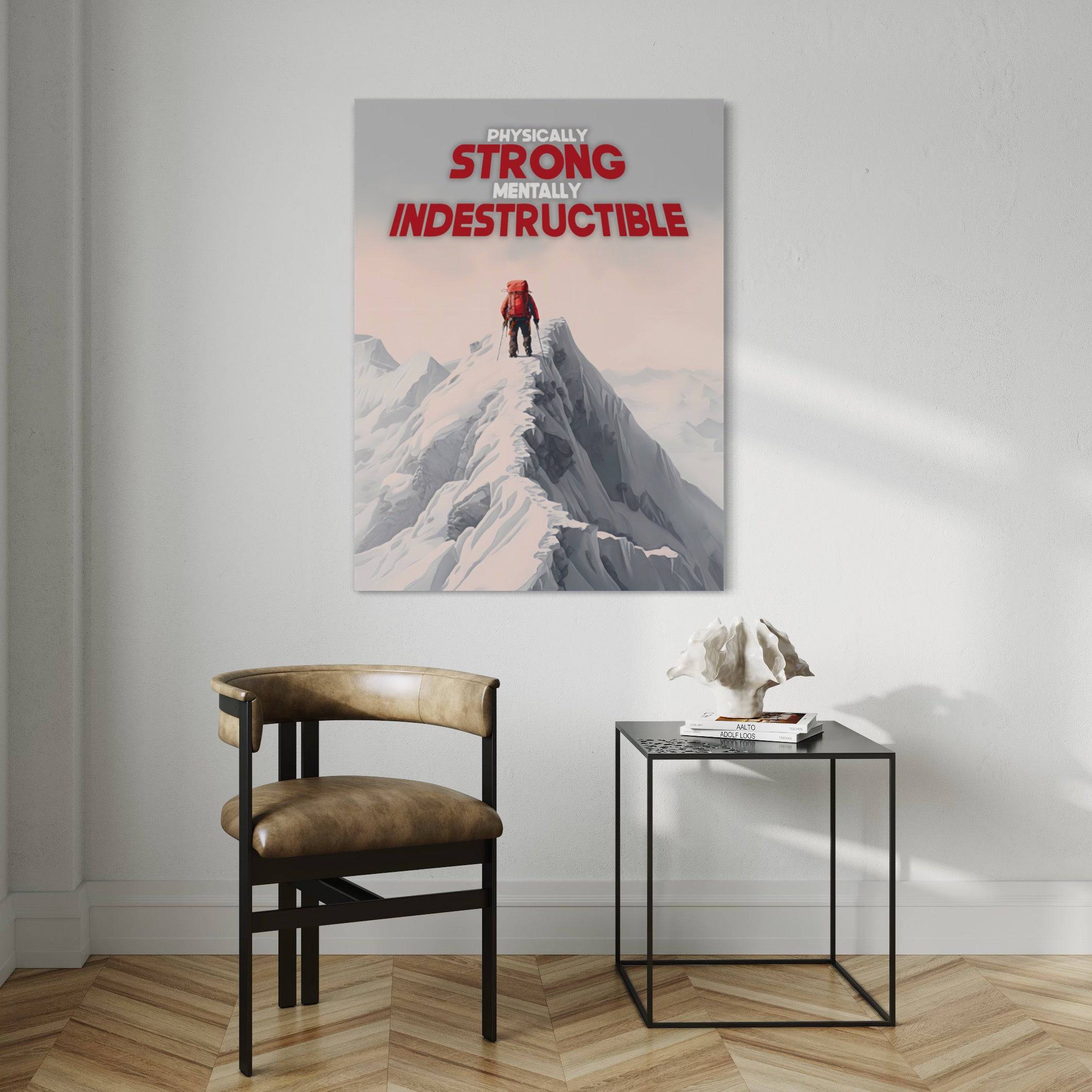 Strong and Indestructible | Tableau Ascension Montagne Motivation - Fabulartz.fr