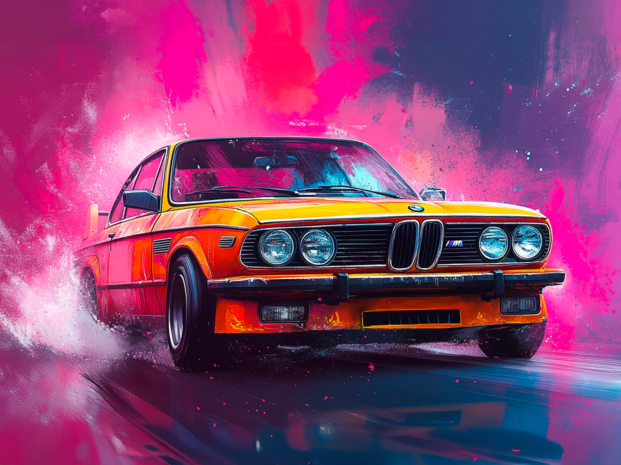 Tableau BMW Vintage Orange - Déco Murale Design Moderne - Fabulartz.fr