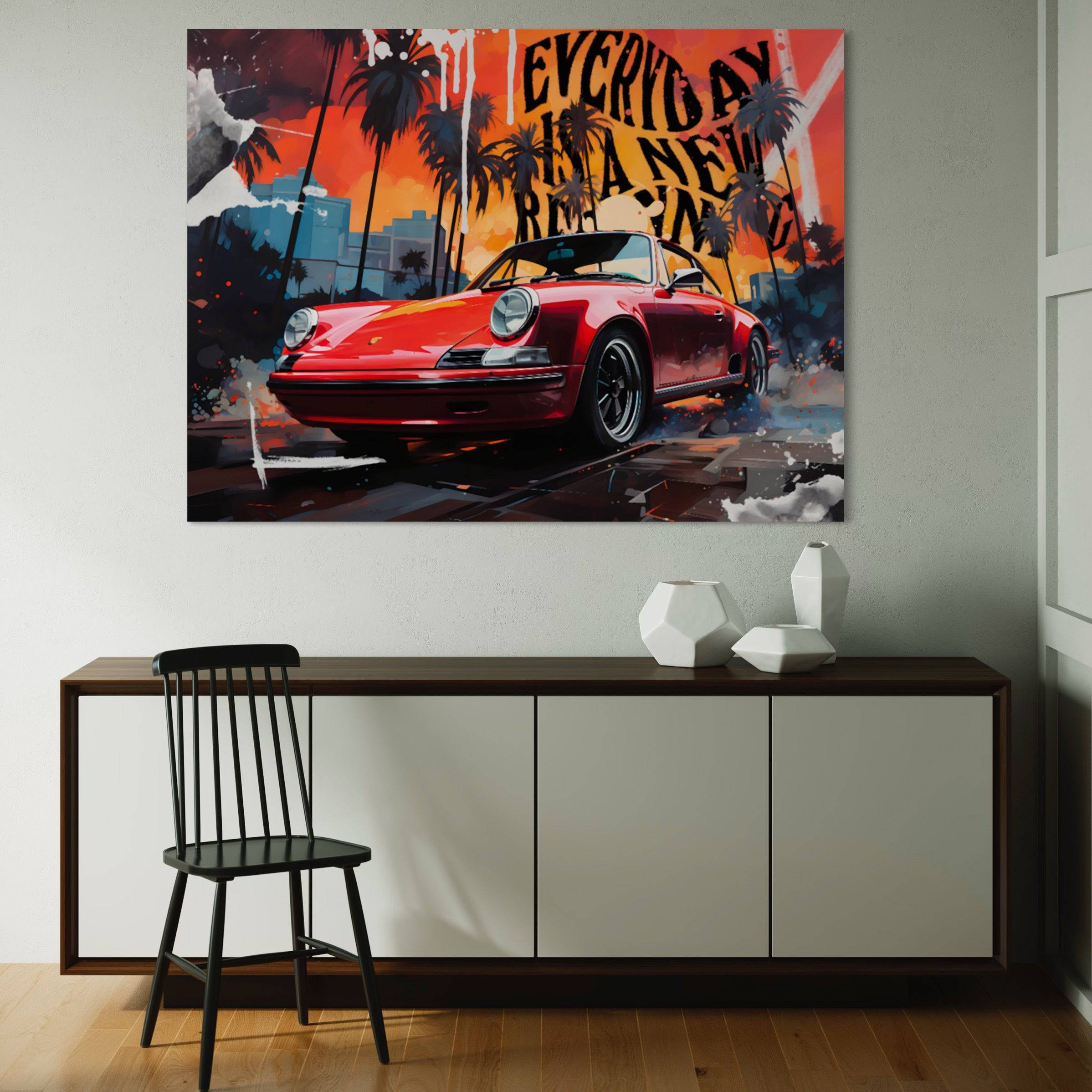 Sunset Drive - Tableau Pop Art Voiture - Fabulartz.fr 