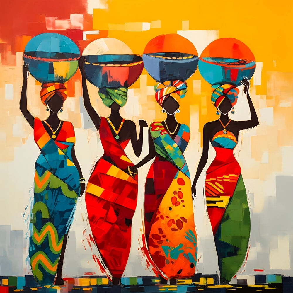 Tableau Africain Coloré – Dynamisme et Tradition en Harmonie - Fabulartz.fr