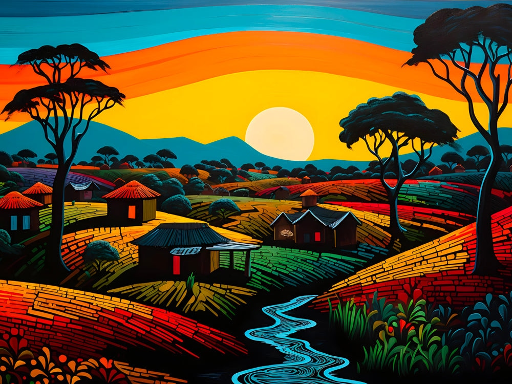 Tableau Africain Coloré et Moderne – Décoration Ethnique - Fabulartz.fr