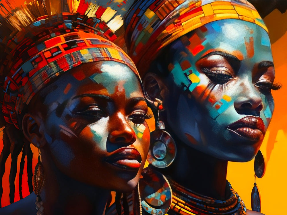 Tableau Africain Duo de Grâce – Profils Éblouissants en Couleurs - Fabulartz.fr
