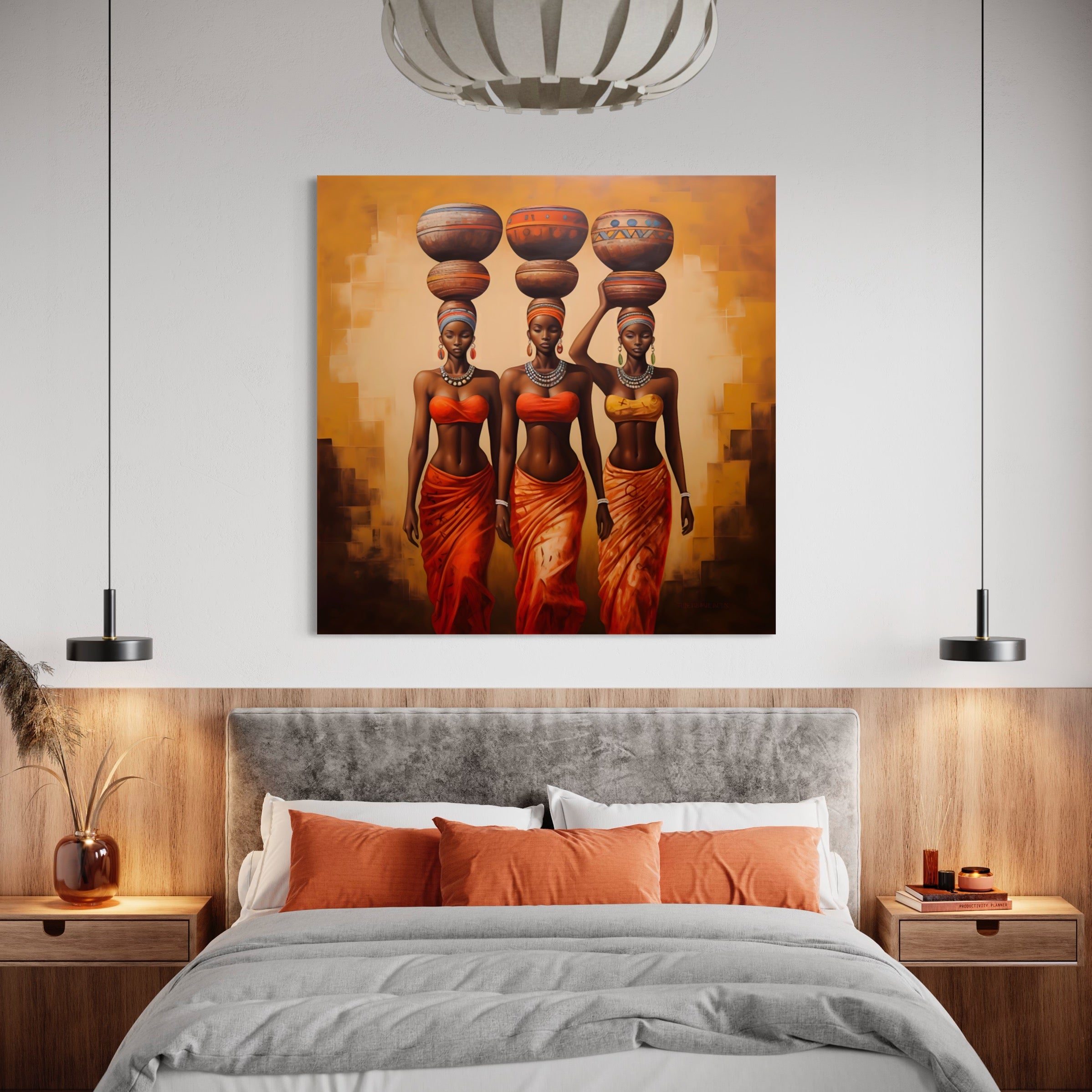 Tableau Africain Femme Porteuse – Harmonie des Couleurs Terres - Fabulartz.fr