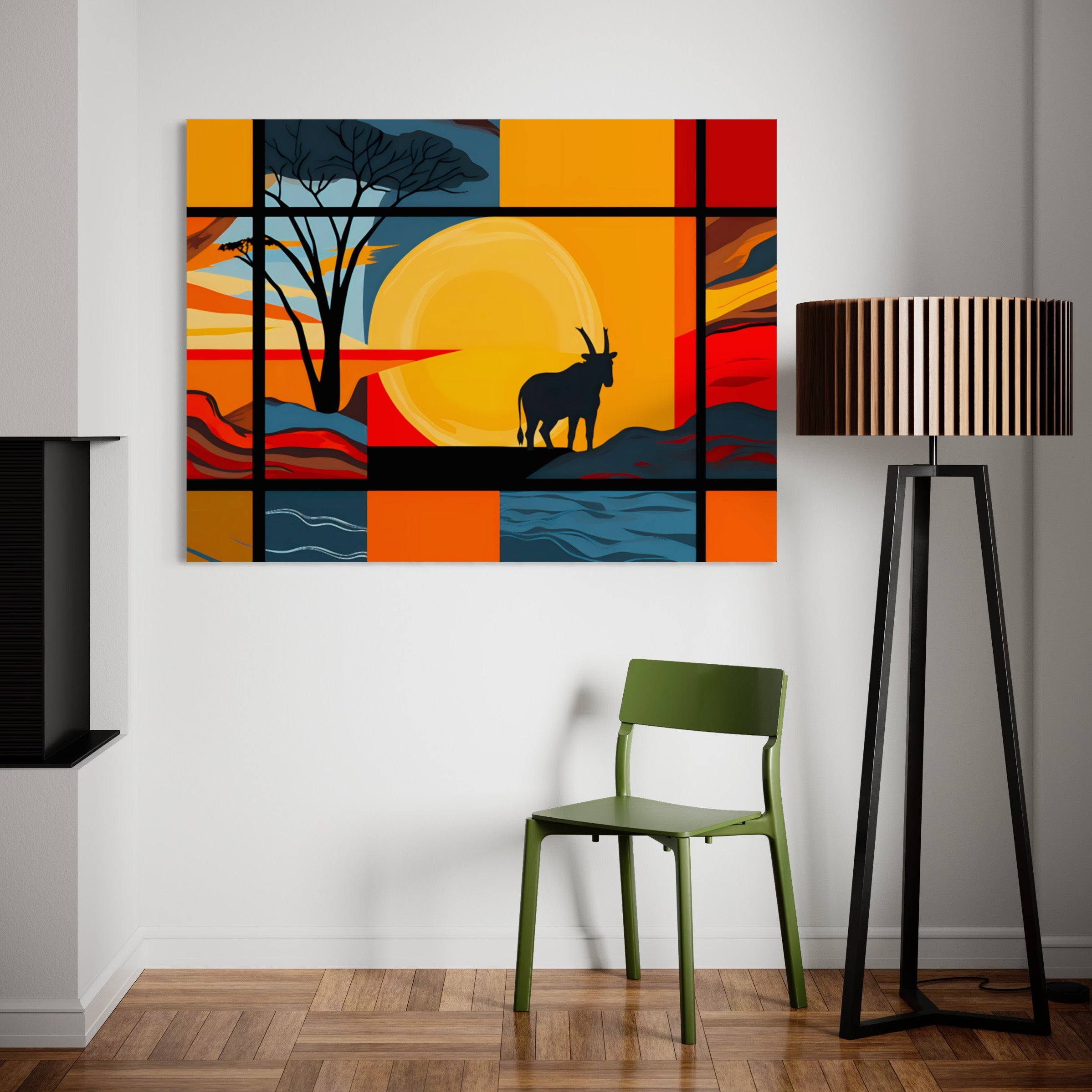 Tableau Africain Paysage au Couchant – Élégance Naturelle et Sérénité - Fabulartz.fr