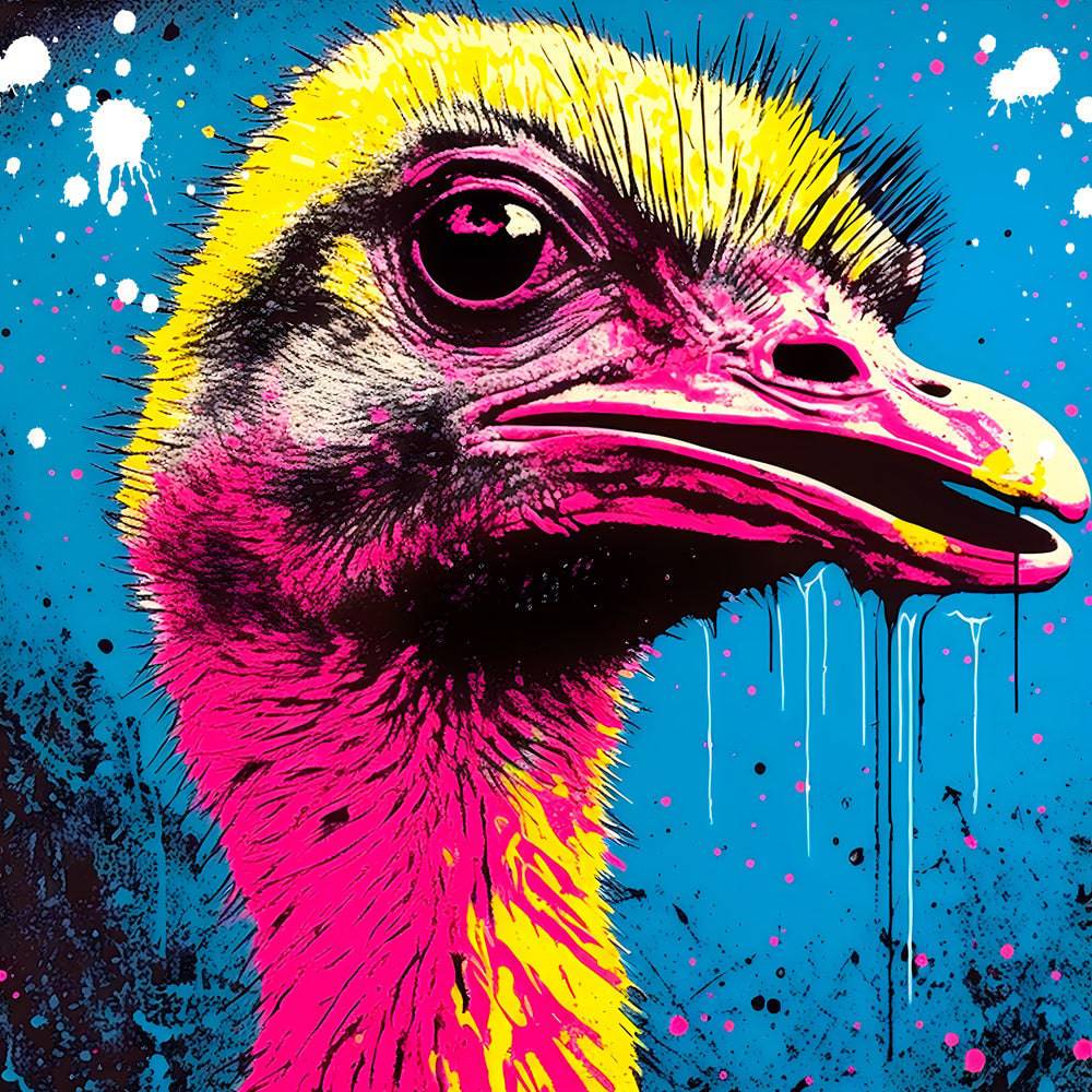 Tableau Autruche Pop Art - Décoratif - Mural - Fabulartz.fr