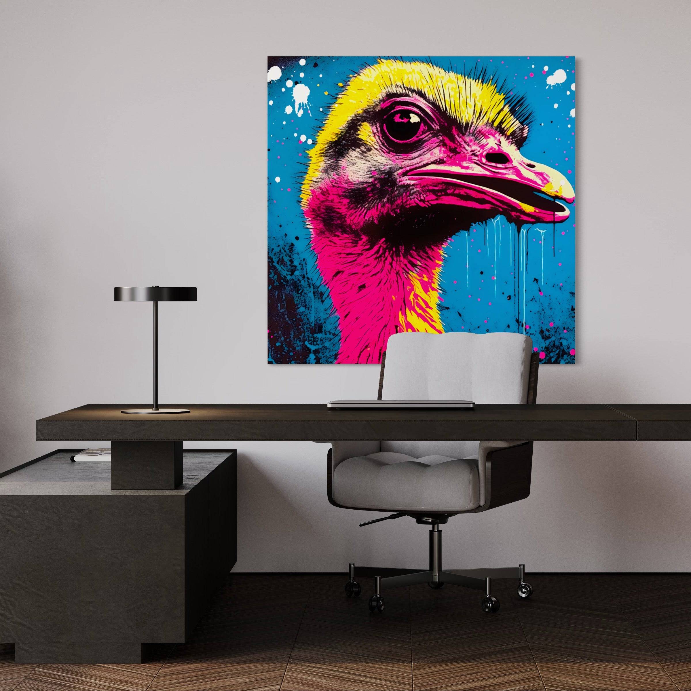 Tableau Autruche Pop Art - Décoratif - Mural - Fabulartz.fr