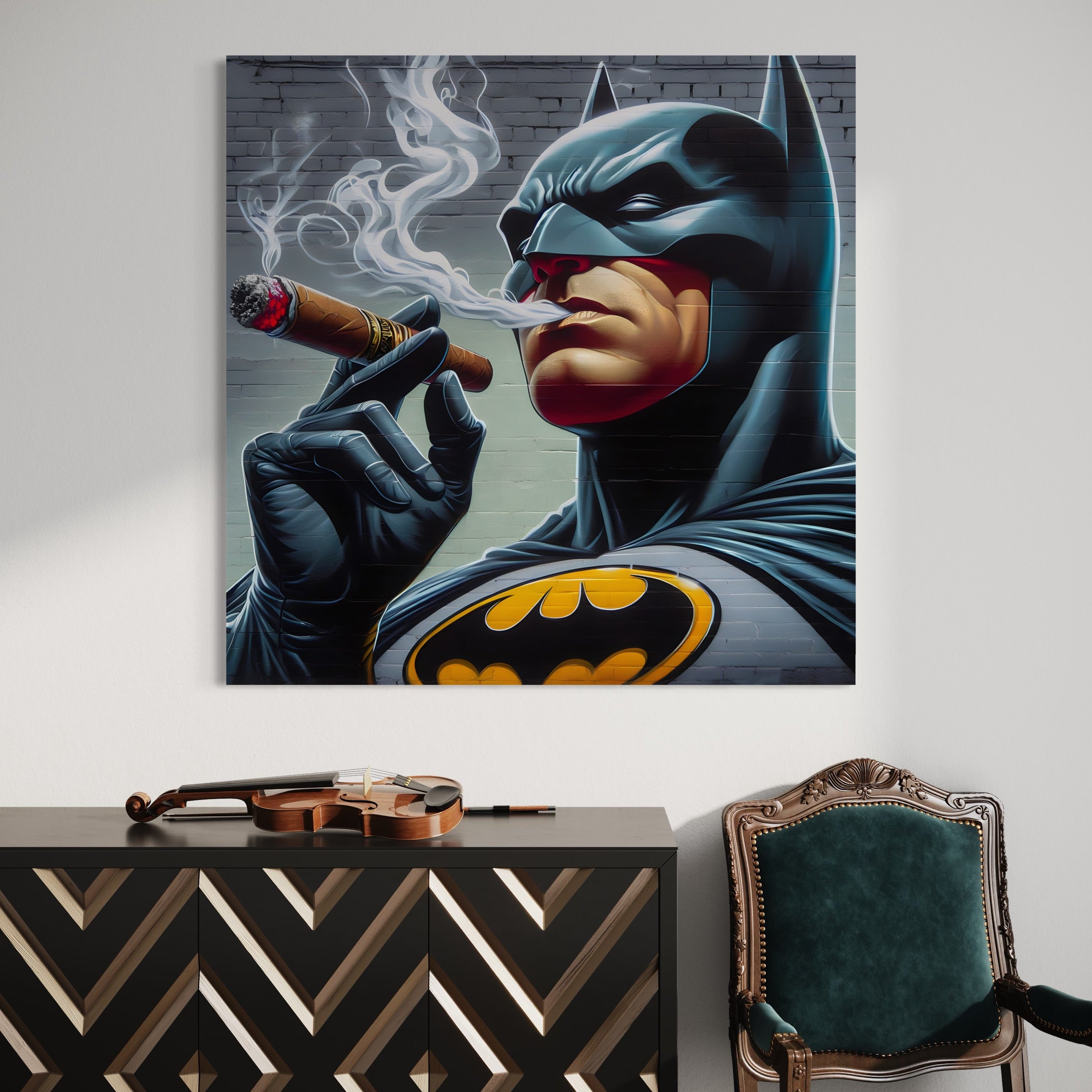 Tableau Batman Fumeur Cigare - Décoration Murale Élégante - Fabulartz.fr
