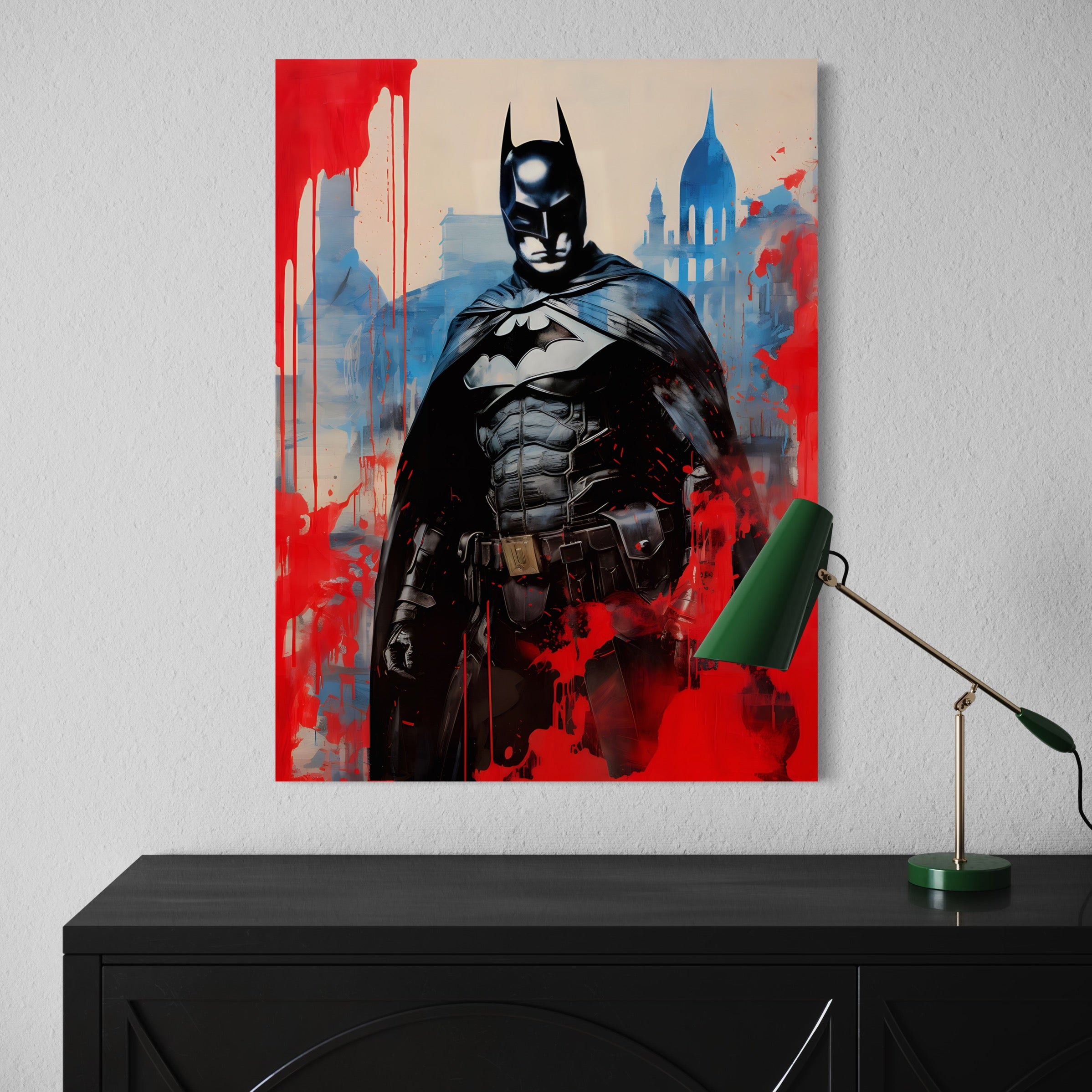 Tableau Batman Rouge et Bleu - Décoration Murale Intense - Fabulartz.fr