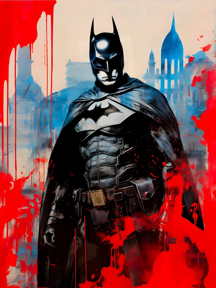 Tableau Batman Rouge et Bleu - Décoration Murale Intense - Fabulartz.fr