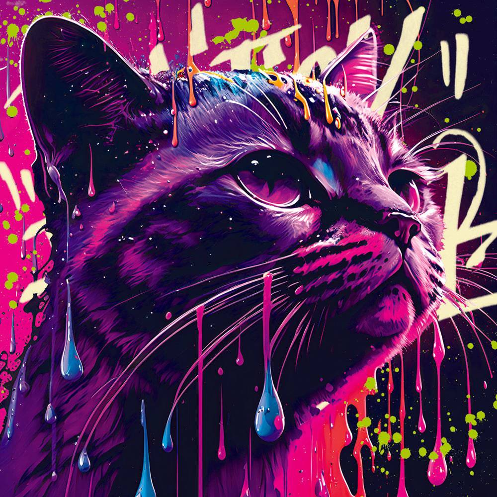 Tableau Chat Éclatant Pop Art - Fabulartz.fr