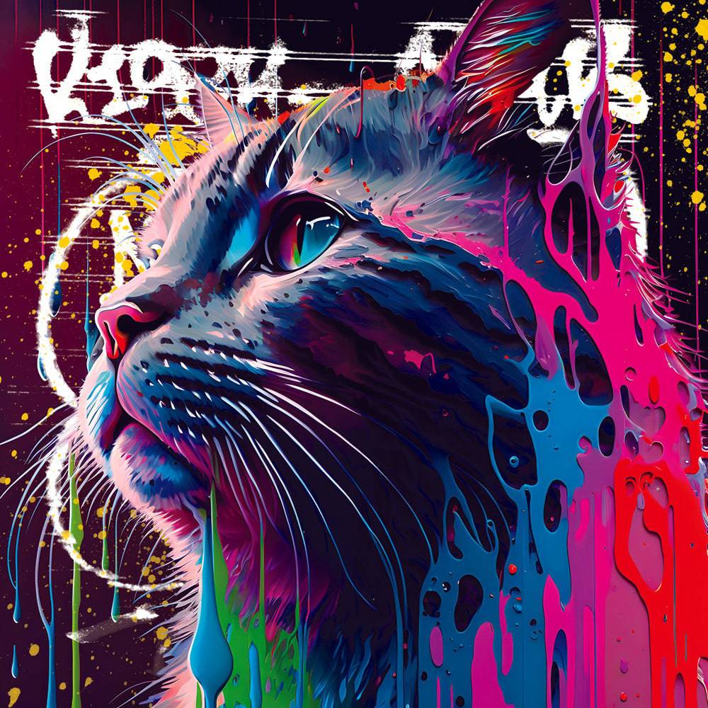 Tableau Chat Mystique Pop Art - Toile Moderne - Fabulartz.fr