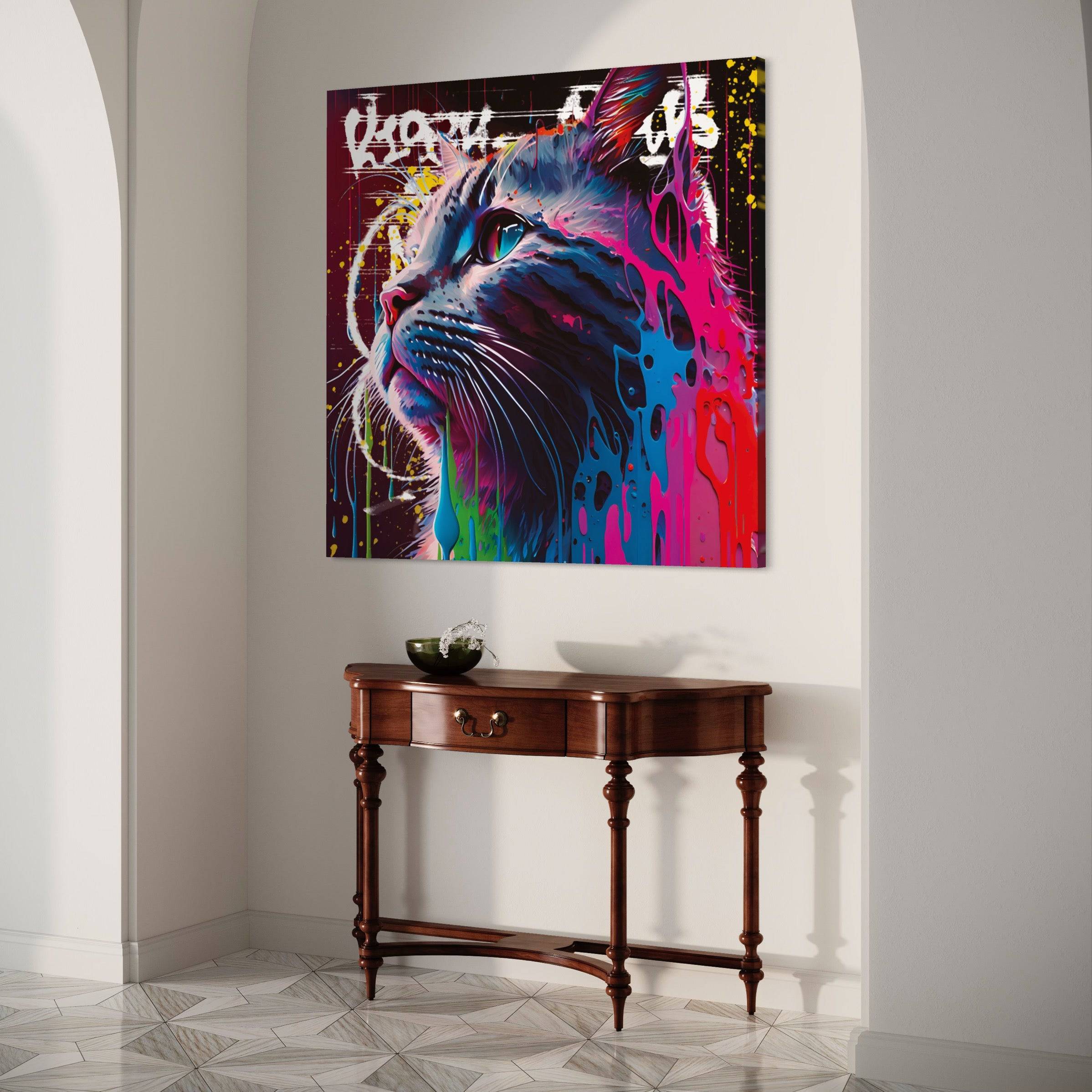Tableau Chat Mystique Pop Art - Toile Moderne - Fabulartz.fr