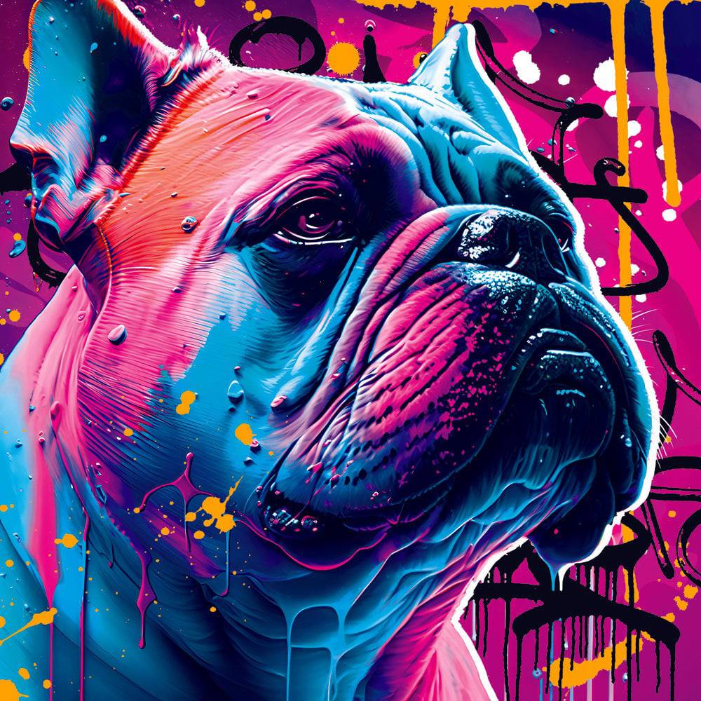 Tableau Chien Bulldog Coloré - Pop Art Moderne - Fabulartz.fr
