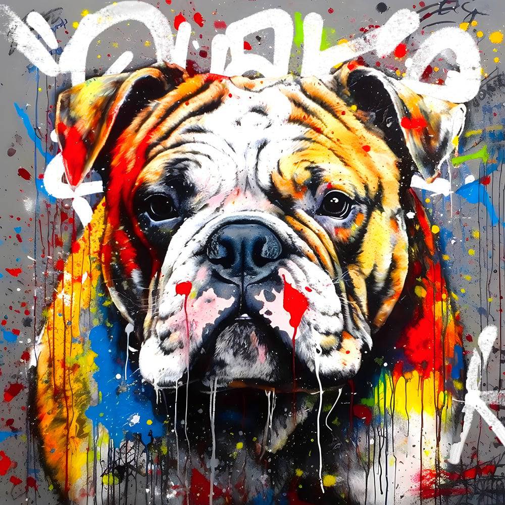 Tableau Chien Bulldog Pop Art - Déco Moderne - Fabulartz.fr