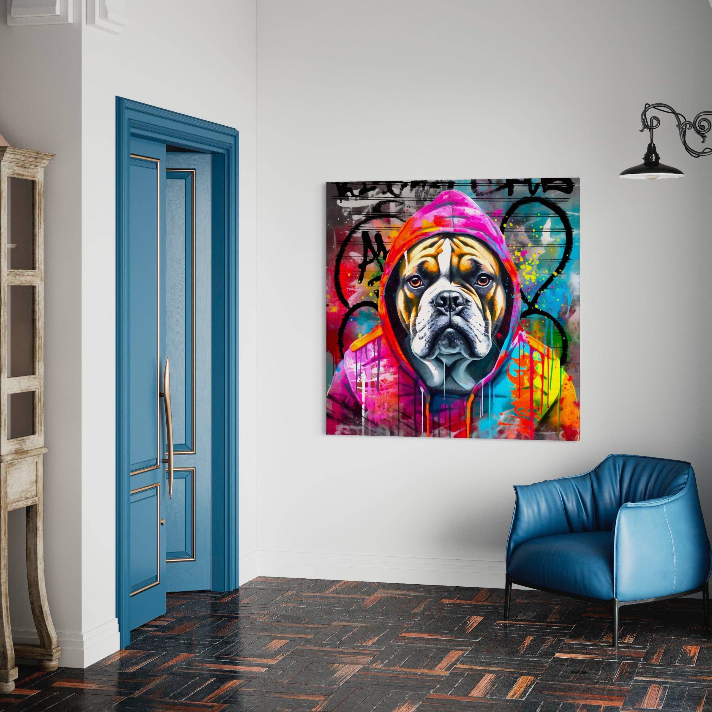 Tableau Chien Pop Art en Capuche - Toile Colorée - Fabulartz.fr