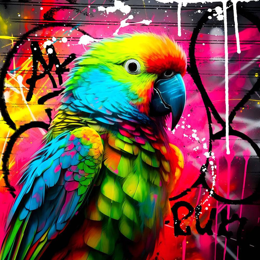 Tableau Coloré Perroquet - Pop Art - Design - Fabulartz.fr