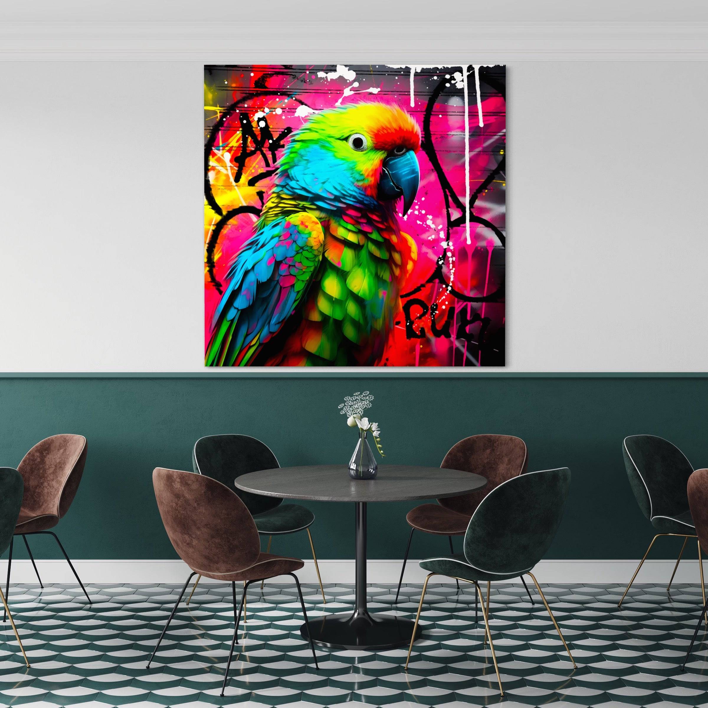 Tableau Coloré Perroquet - Pop Art - Design - Fabulartz.fr