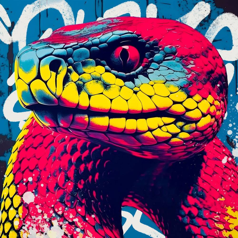 Tableau Coloré Serpent Pop Art - Fabulartz.fr 