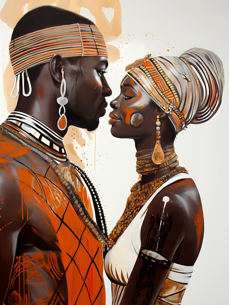 Tableau Africain Couple Harmonieux – Art Ethnique Moderne
