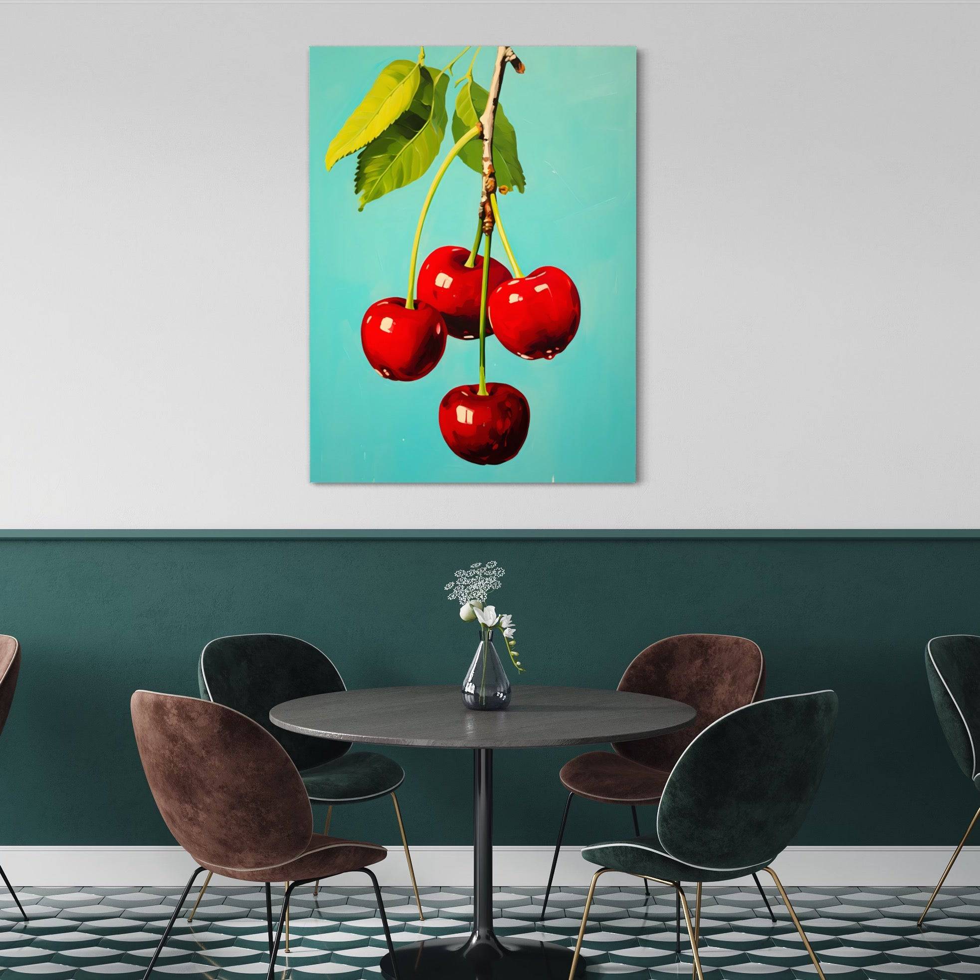 Tableau Cuisine Cerises - Cadre Déco Coloré Moderne - Fabulartz.fr