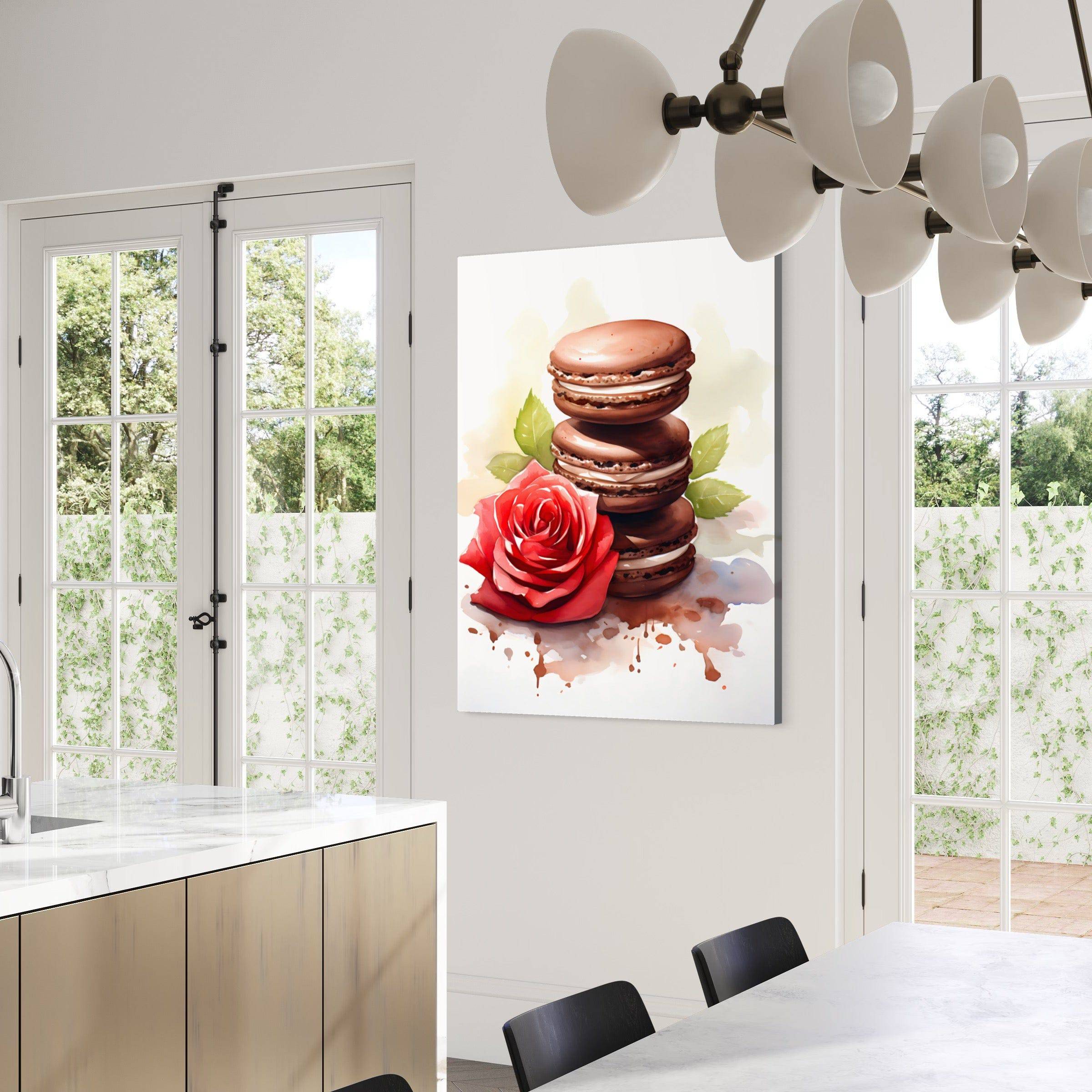 Tableau Cuisine Design - Macarons et Rose Élégance - Fabulartz.fr