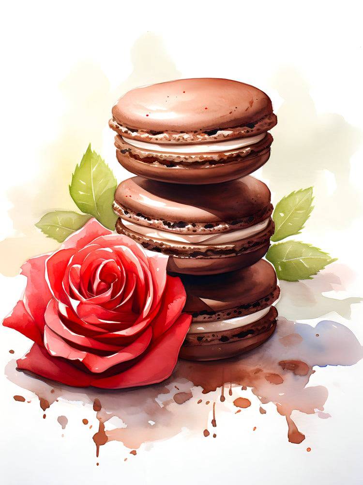 Tableau Cuisine Design - Macarons et Rose Élégance - Fabulartz.fr
