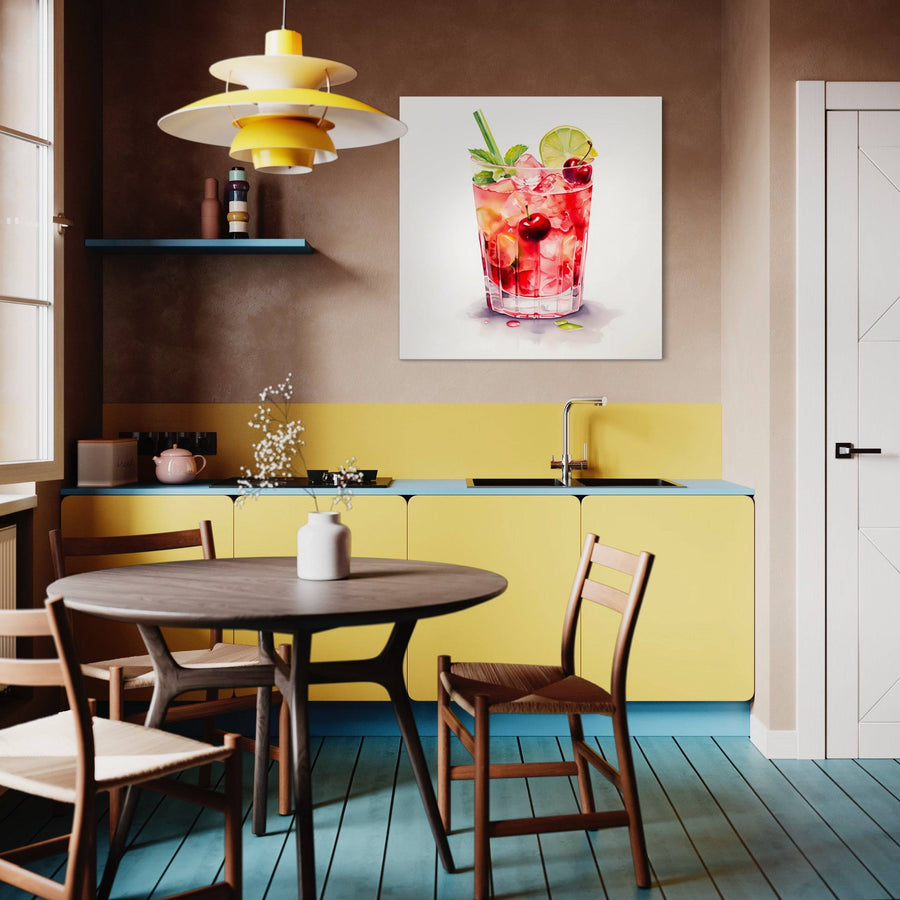 Tableau Cuisine "Mojito Fraise" - Cadre Déco Rafraîchissant