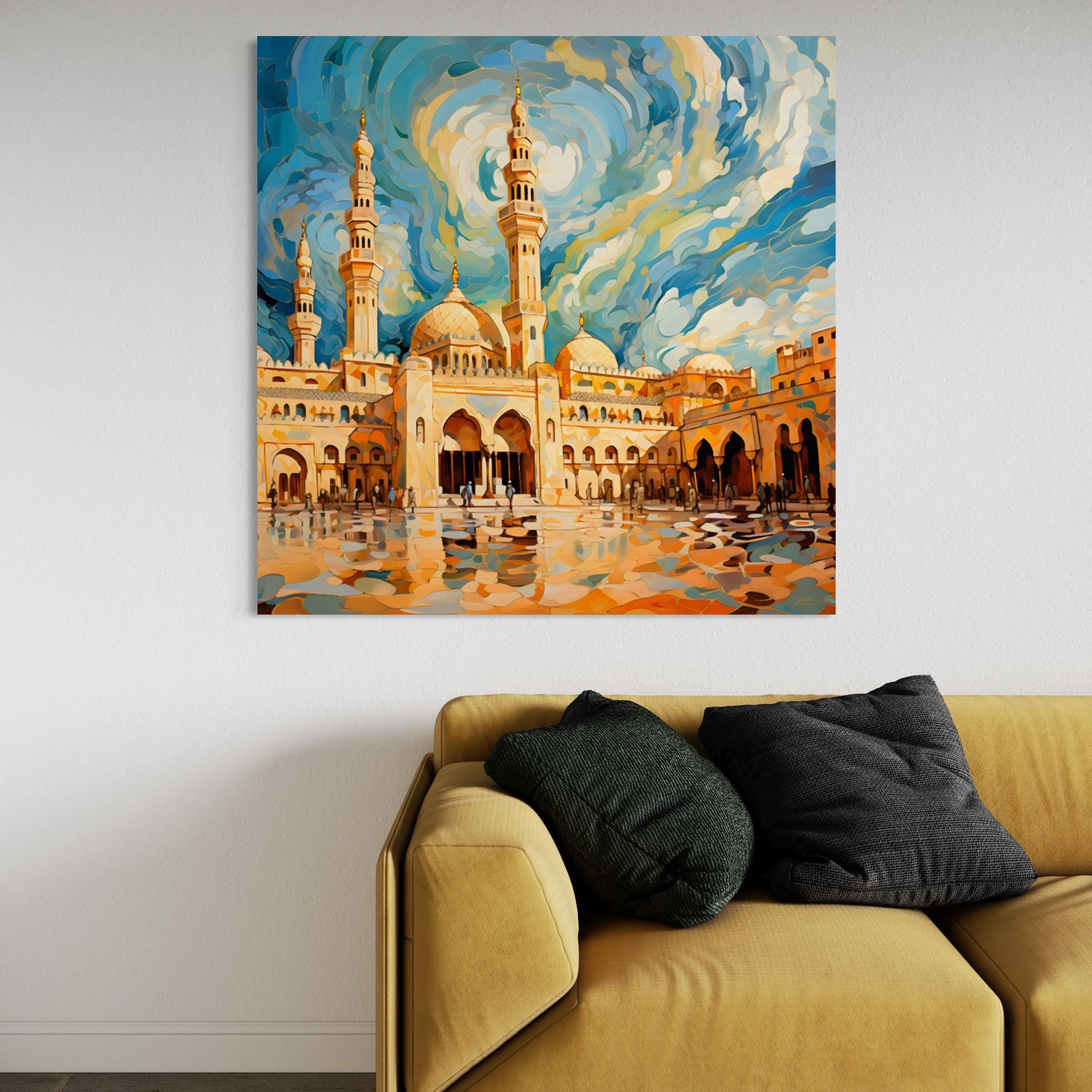 Tableau d'une Architecture Sacrée - La Mosquée sous un Ciel Vivant - Fabulartz.fr