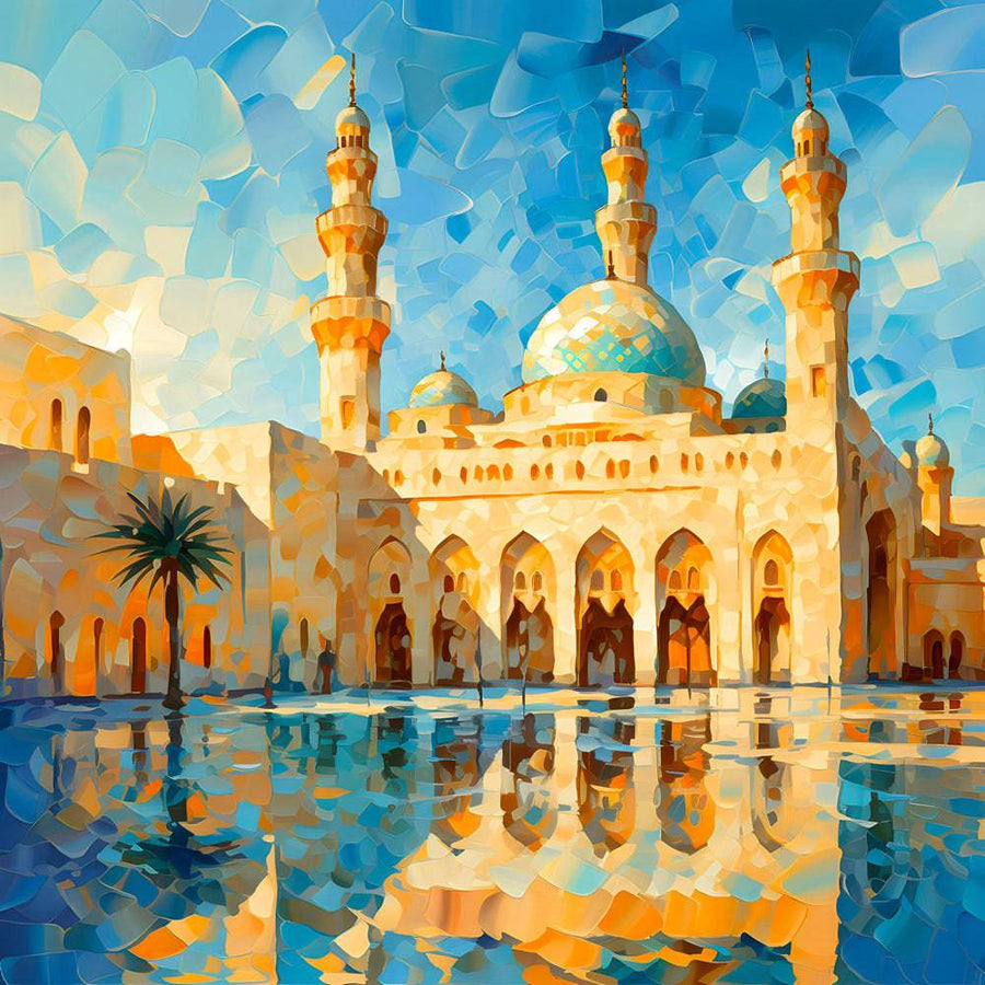 Islam Mosque Watercolor Painting - Elegant Wall Decoration