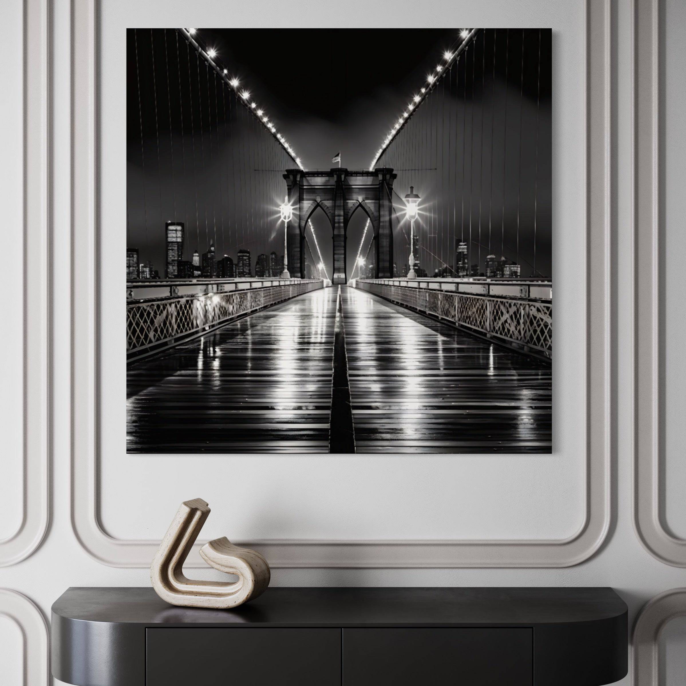 Tableau New York Pont de Brooklyn Nuit - Décoration Murale Design & Déco - Fabulartz.fr