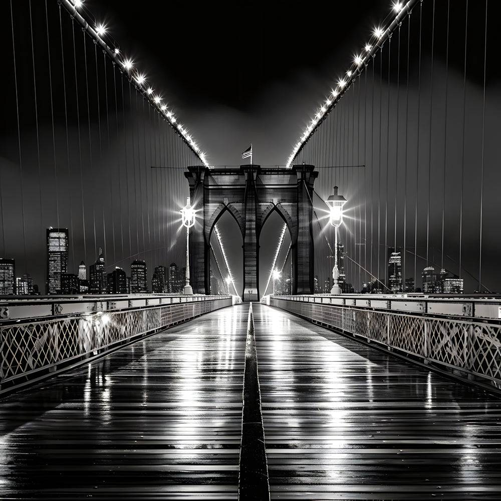 Tableau New York Pont de Brooklyn Nuit - Décoration Murale Design & Déco - Fabulartz.fr
