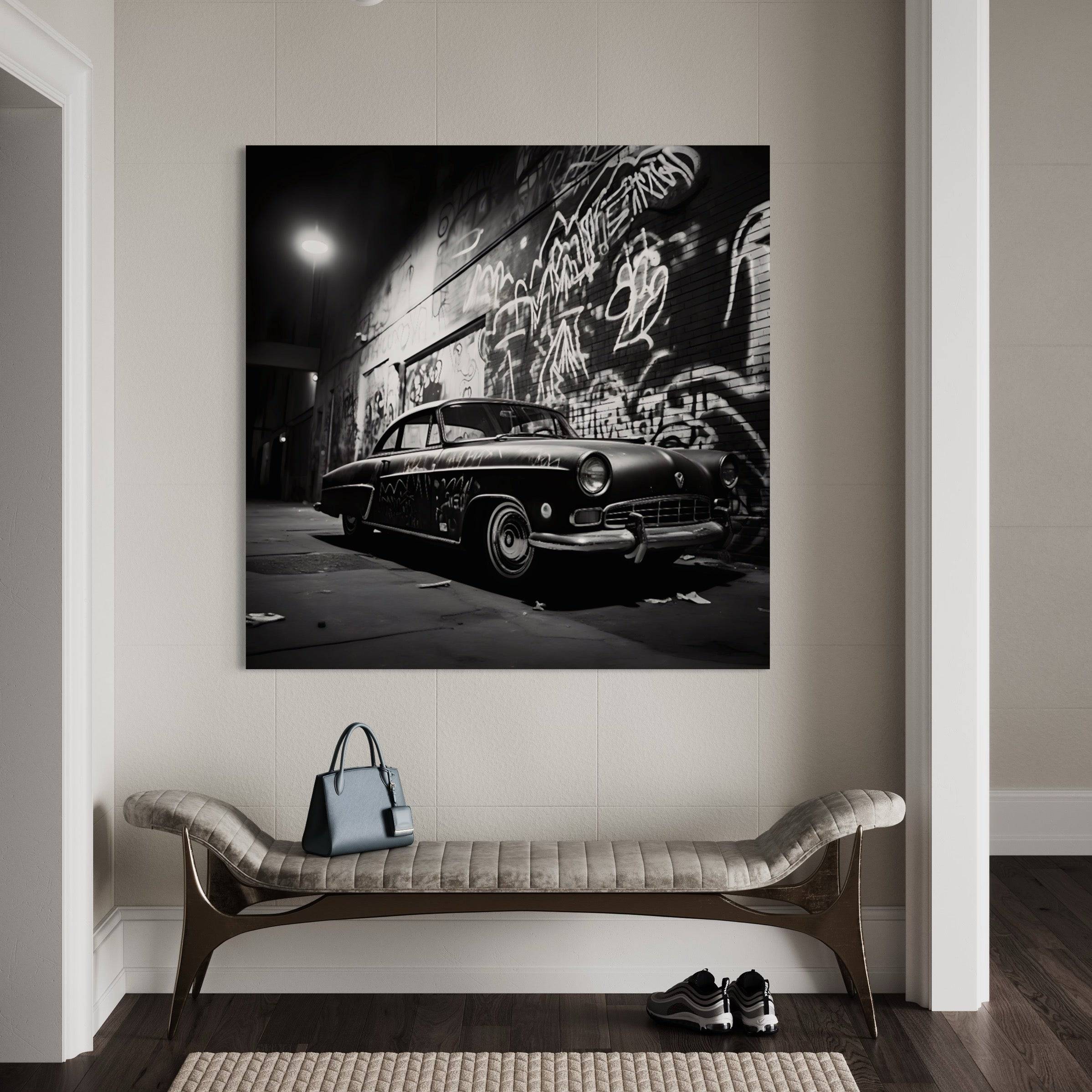 Tableau New York Voiture Ancienne Graffiti - Décoration Murale Design & Déco - Fabulartz.fr