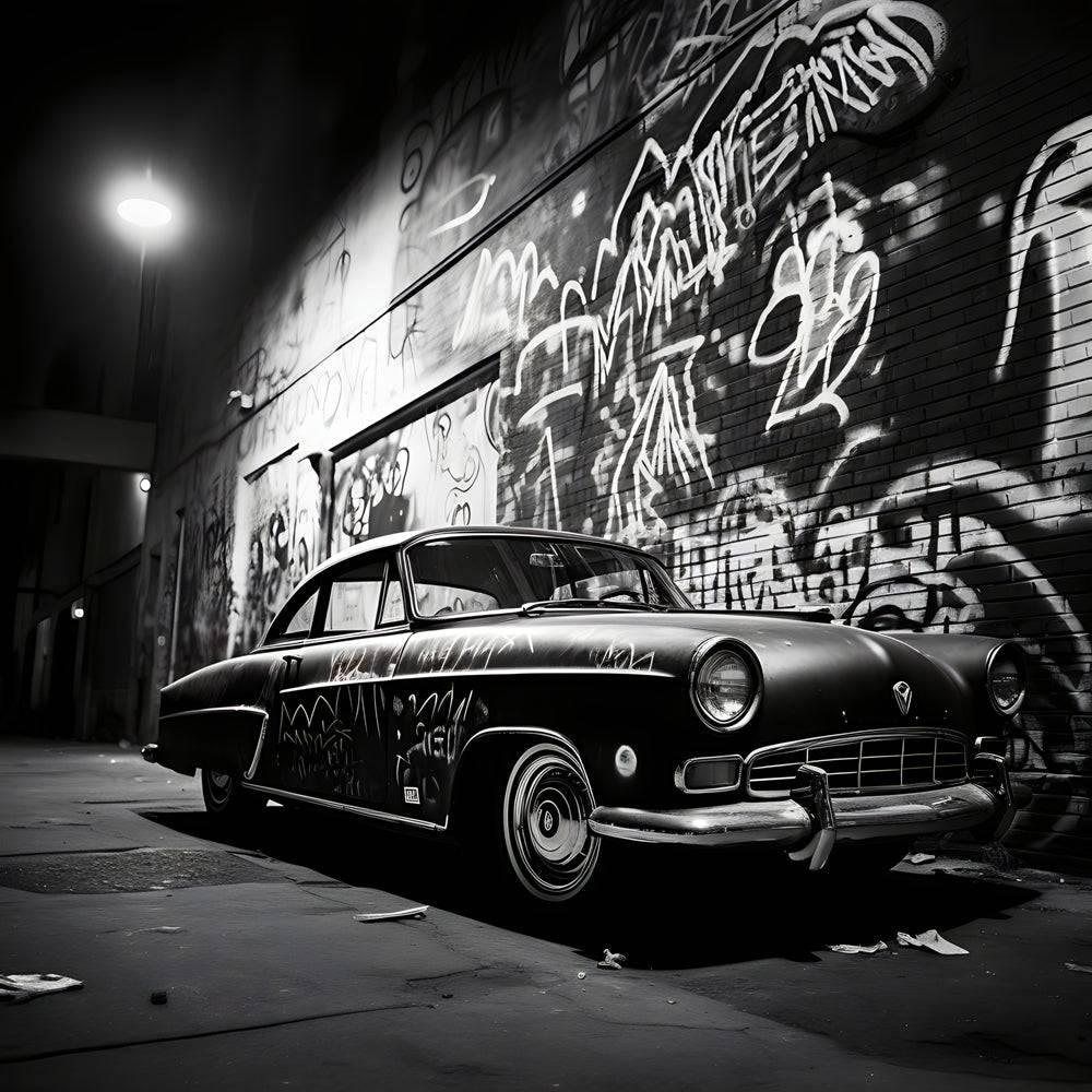 Tableau New York Voiture Ancienne Graffiti - Décoration Murale Design & Déco - Fabulartz.fr