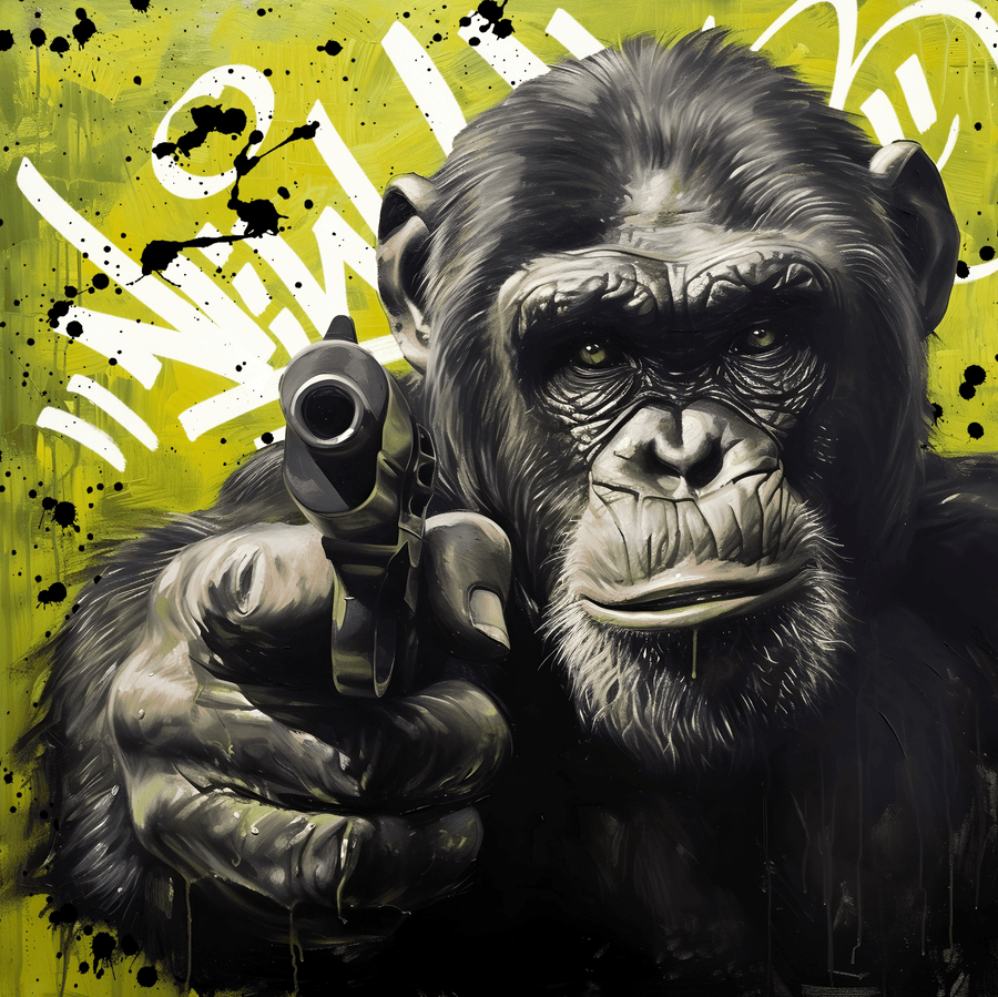 Painting Monkey Revolver - Décoration Murale Design
