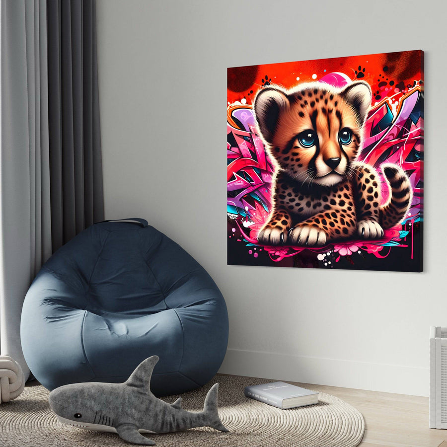 Tableau Enfant Petit Lion Pop Art - Décoration Murale Artistique