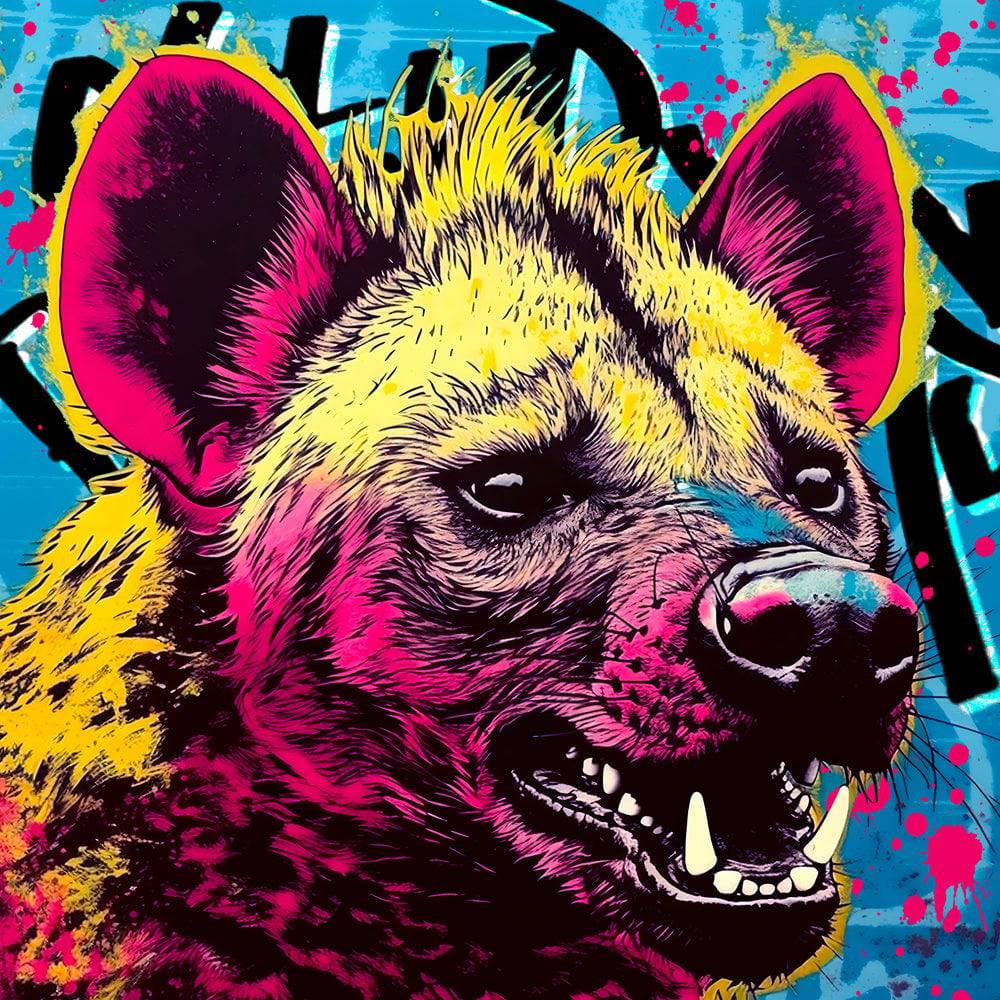 Tableau Hyène Pop Art Audacieuse - Cadre Déco - Fabulartz.fr