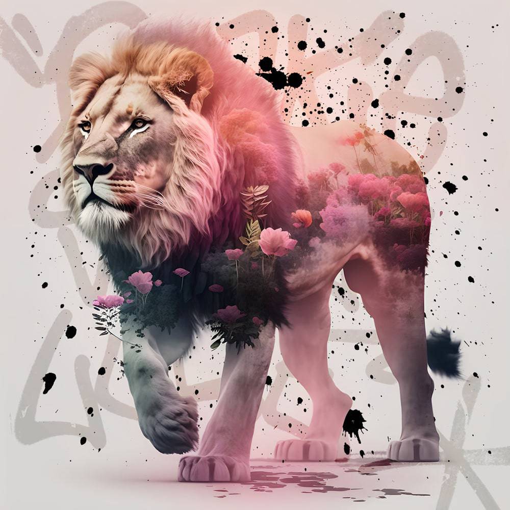 Tableau Lion Abstrait - Pop Art - Deco - Design - Fabulartz.fr