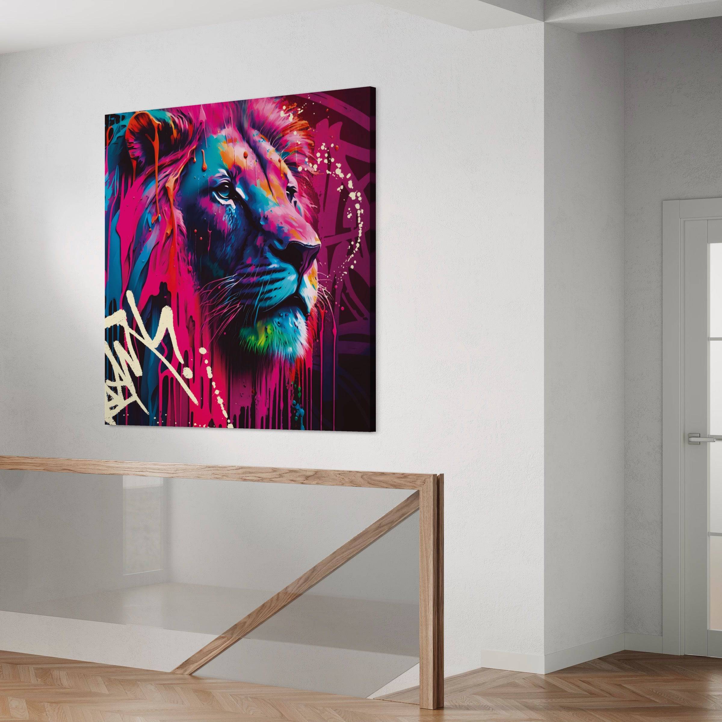Tableau Lion - Pop Art - Colorée - Moderne - Mural - Fabulartz.fr
