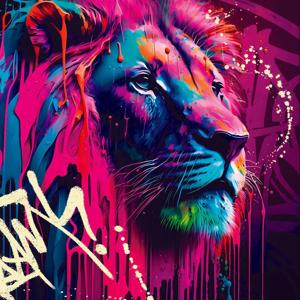 Tableau Lion - Pop Art - Colorée - Moderne - Mural - Fabulartz.fr 
