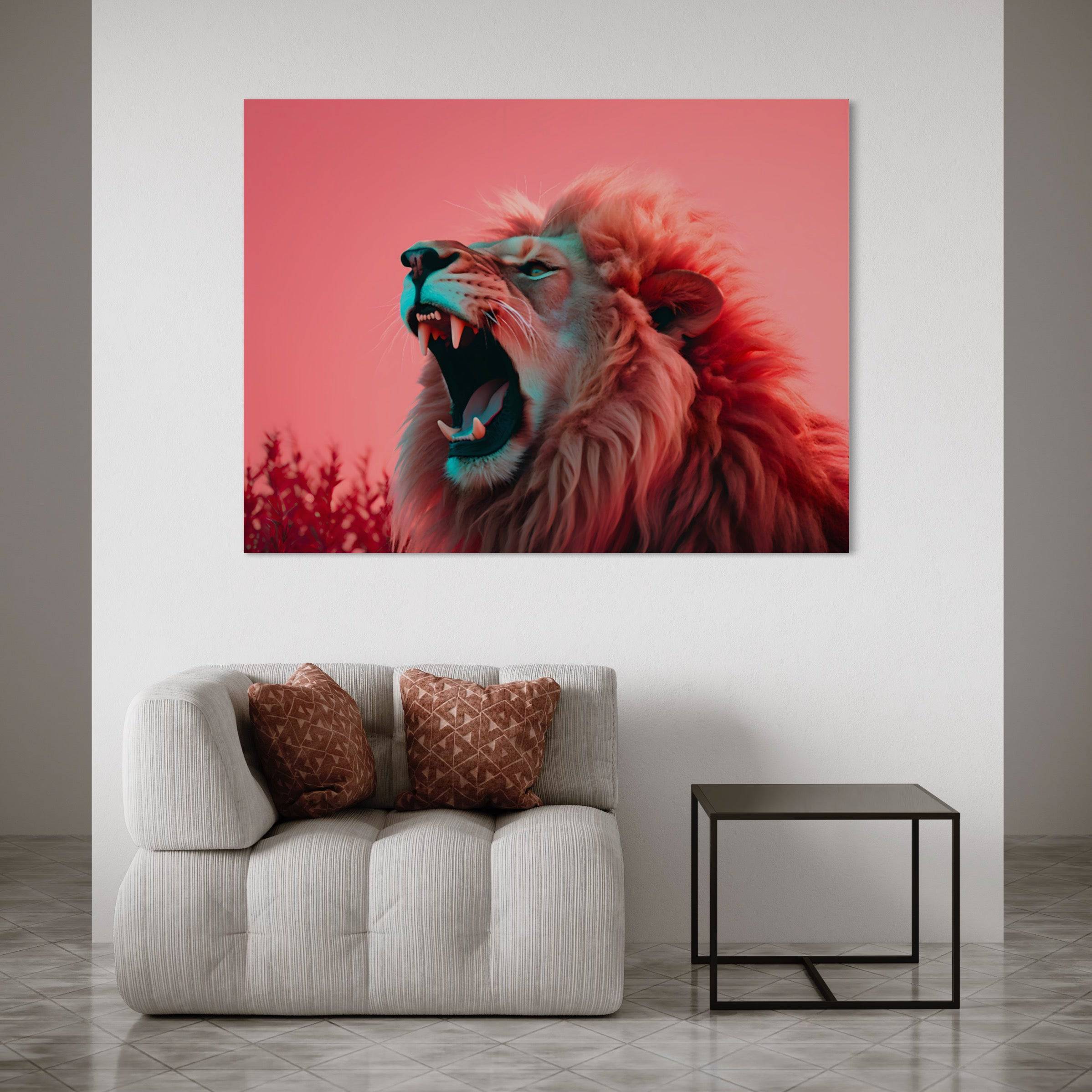 Tableau Lion - Rugissement Majestueux - Fabulartz.fr 