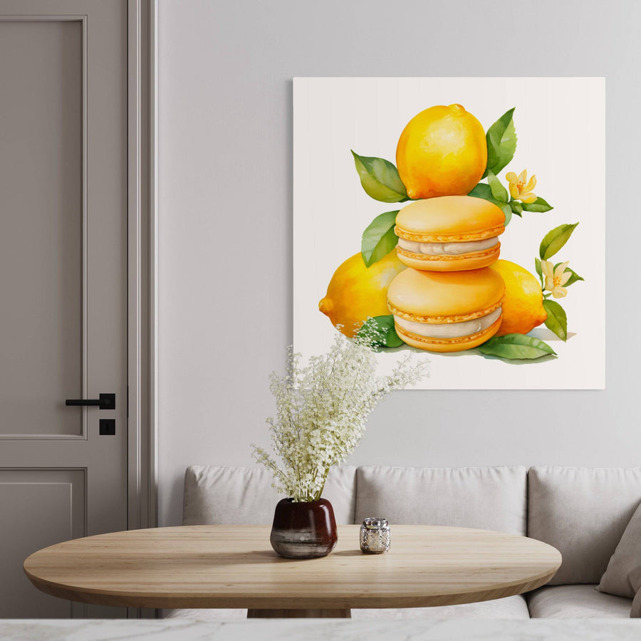 Tableau Cuisine "Macarons Au Citron" - Décoration Murale Gourmande