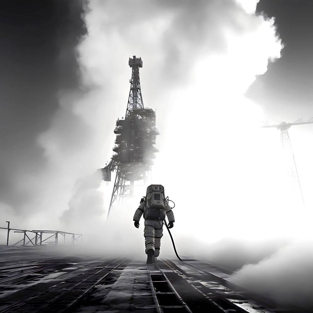 Tableau Noir et Blanc - Astronaute sur le Quai - Fabulartz.fr
