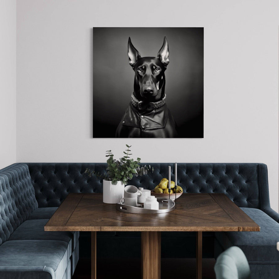 Tableau Noir et Blanc Dobermann - Décoration Murale Élégante