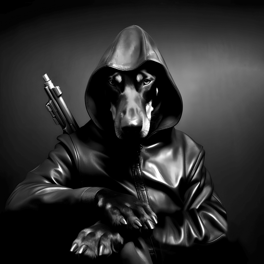 Black and white painting - Dobermann - Déco Moderne