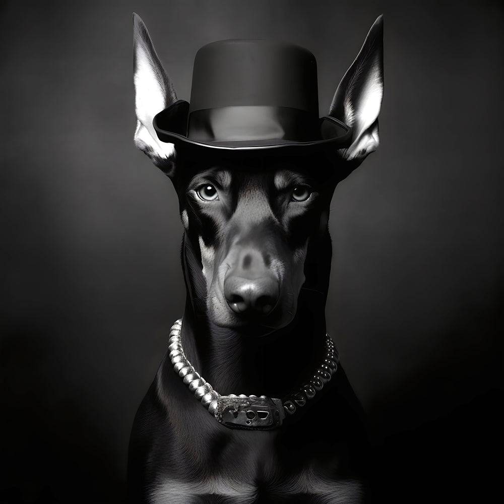 Tableau Noir et Blanc - Dobermann Elegance - Deco Moderne - Fabulartz.fr