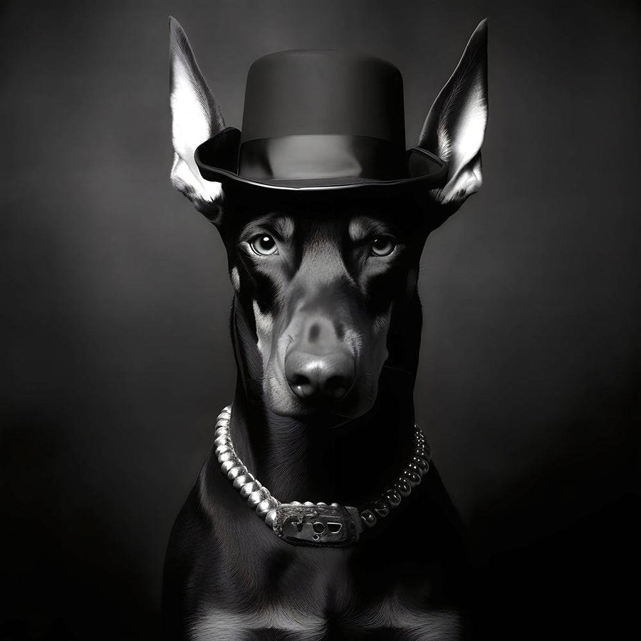 Black and white painting - Dobermann Elegance - Deco Moderne