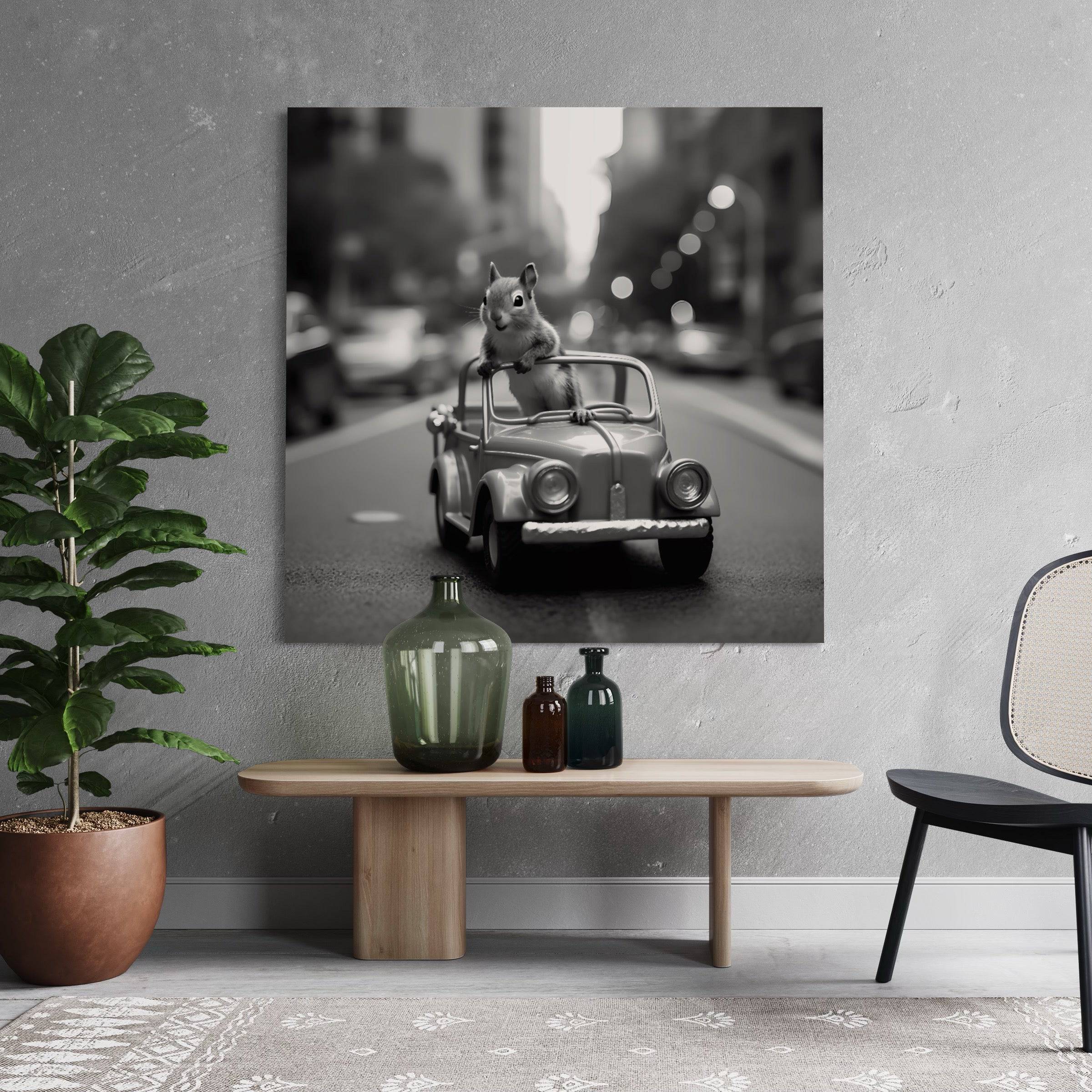 Tableau Noir et Blanc - Ecureuil - Moderne - Fabulartz.fr